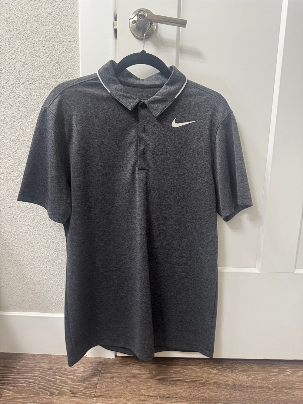 Nike Golf Dri Fit Men's Charcoal Gray Polo with White Swoosh